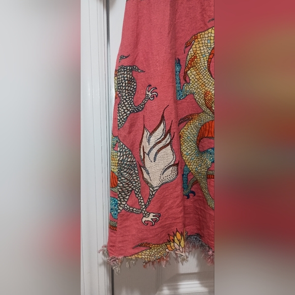 Dizzy Lizzy Chatham Drazon Print Linen pink Dress XSmall - Picture 8 of 11